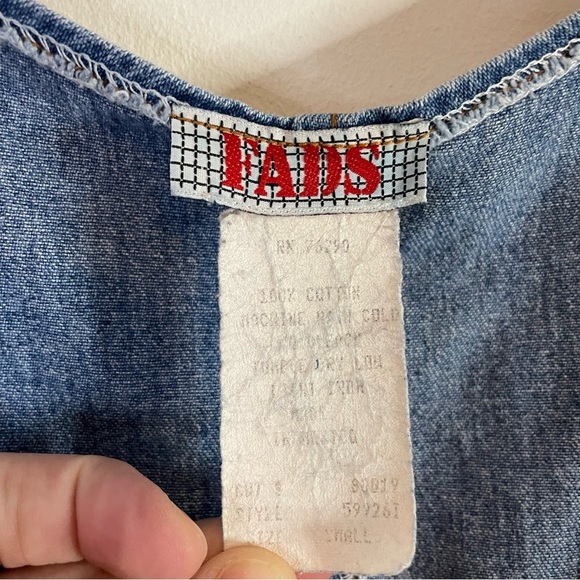 Americana Pinafore VTG Fads Denim Overall Dress Small Blue 90s Y2K Jean Normcore - Picture 5 of 8